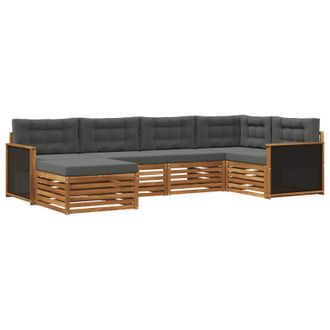 vidaXL Conjunto De Sof&aacute;s De Exterior 6 Pcs Natural Y Antracita Vidaxl