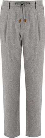 Eleventy Sportieve joggingbroek met gestreepte elastische band - Heren - Slim Fit Broeken - Grijs - W32 - Wol - Broeken