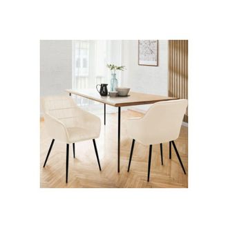 IDMarket Idmarket - Lote De 2 Sillas Y Sillones De Comedor Mady De Terciopelo Beige