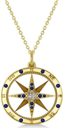 Allurez 14K 0.19 Ct. Tw. Diamond & Blue Sapphire Pendant Necklace