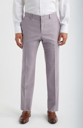 BOSS Genius Slim Fit Wool Blend M&eacute;lange Dress Pants in Light/Pastel Purple at Nordstrom, Size 30