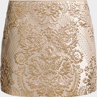 Alice & Olivia Rubi Low-Rise Metallic Mini Skirt