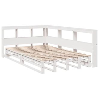 Berkfield Home Decorative Bookcase Bed without Mattress White 120x200cm Solid Wo | Size: Small Double