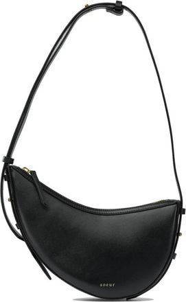 SOEUR Zwarte Leren Schoudertas - Dames - Schoudertassen - Zwart - ONE Size - Leer - Tassen