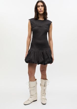 Ganni Stretch Cotton Corset Mini Dress in Black Size 14 Womens