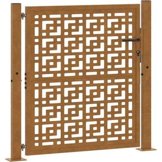 vidaXL Puerta De Jard&iacute;n Dise&ntilde;o En Cruz De Acero Desgastado 105x105 Cm Vidaxl