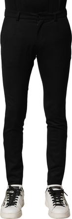 Dolce & Gabbana Black Wool Men Skinny Mid Waist Mens Pants