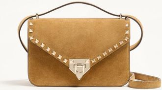 Valentino Garavani Valentino Garavani Rockstud Small Shoulder Bag in Suede Wo