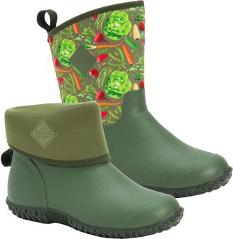 The Original Muck Boot Company Womens Muckster II Mid Pull on Waterproof Mid Boot, Green Print, 4