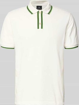 Paul Smith Regular Fit Poloshirt mit Kontraststreifen in Offwhite, Gr&ouml;&szlig;e L