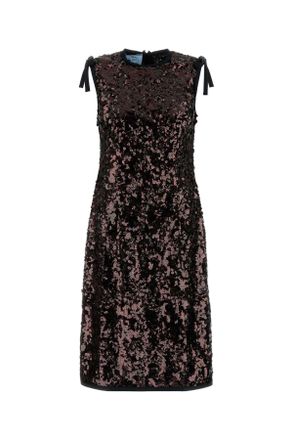 Prada Womens Brown Sequins Dress - Black Rhinestone - Size EU 38 (Womens)