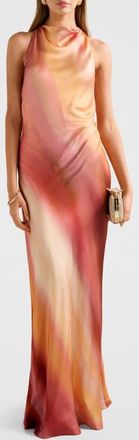 Ever New Andie Satin Open Back Maxi Dress in Soraya Ombre at Nordstrom, Size 12