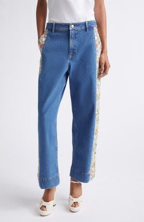 Cinq &agrave; Sept Zoe Patchwork Wide Leg Jeans in Saphir Multi at Nordstrom, Size 10
