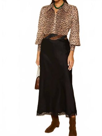 Rixo Stassie Midi Skirt In Black
