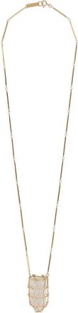 Isabel Marant Rock Crystal Elongated Links Brass Necklace