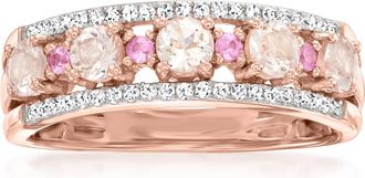 Ross-Simons Morganite and. Diamond Ring With Pink Sapphire Accents in 18kt Rose Gold Over Sterling