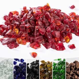 Teamson Home 4 Kg Rocas De Lava Para Braseros De Gas, Cristal De Fuego Templado, Seguro Para Estufas De Gas De Jard&iacute;n Exterior, Rojo - Teamson Home