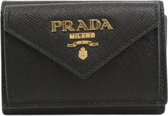 Prada Pre-owned Tri-fold Portemonnee - Dames - Vintage Accessoires - Zwart - ONE Size - Leer - Vintage