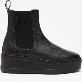 Russell & Bromley PARK WAY Womens Black Leather Flatform Chelsea Boot