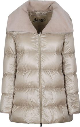Herno A-Shape Nylon Ultralight Faux Fur Polyamide Down Jacket