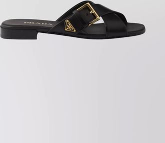 Prada cross strap flat sandals open toe design