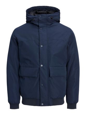 Jack & Jones Outdoorjacke JACK & JONES JJCHAMP BOMBER JACKET, Herren, Gr. L, blau (navy blazer), Web, Obermaterial: 100% Polyester, unifarben, Basic schmal, Jacken