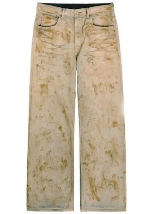Acne Studios Dirt Effect Wide-leg Denim Jeans - Beige - 36 (W36 / XL)