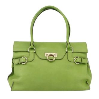 Ferragamo Pre-owned Handbags, female, Green, Size: ONE SIZE Pre-owned Leather Handbag