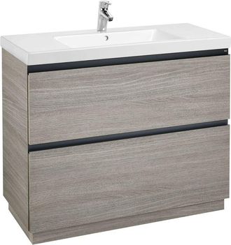 Roca Roca - Pack Unik Mueble Base De 2 Cajones + Lavabo Lander Color: Roble City - Medidas: 1000x460x865 Mm