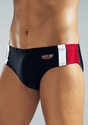 H.I.S Badeslip H.I.S, Herren, Gr. 4, N-Gr, weiss (schwarz, rot, wei&szlig;), Polyamid, Badehosen Badeslip, mit Kontrasteins&auml;tzen