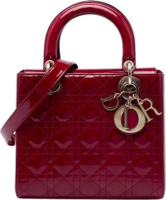 Dior Pre-owned Lady Handbag - Dames - Vintage Handtas - Rood - ONE Size - Leer - Vintage