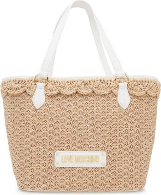 Moschino Logo Tag Rafia Tote Bag - Dames - Shoppers - Beige - ONE Size - Tassen