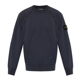 Stone Island Logo Patch Sweatshirt - male - Stone Island - Sweatshirts - Blue - M - Sweatshirts & Hoodies