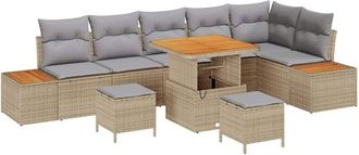 vidaXL Garden Sofa Set with Cushion 9 pcs Beige Poly rattan vidaXL