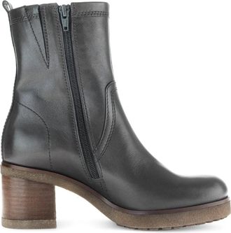 Gabor Elegante groene leren enkellaars - Dames - Laarzen met Hak - Groen - 35 1/2 EU - Leer - Schoenen