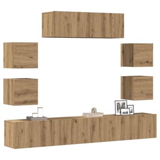 Berkfield Home 7 Piece TV Cabinet Set Wall-mounted Artisan Oak Engineered Wood
