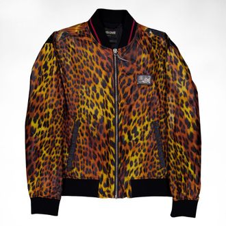 Roberto Cavalli Flame Tiger and Leopard Print Bomber Jacket, Brand Size 46 ( US Size 36 )