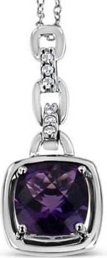 House of Brilliance Silver Purple Amethyst and Diamond Accented Bale Inch Pendant Necklace in White at Nordstrom