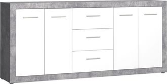Home Heavenly Aparador 3 cajones 4 puertas blanco y detalles gris cemento