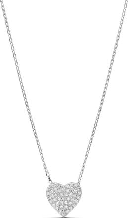 SHYMI Mini Pav&eacute; Heart Necklace -.925 Sterling Silver, 14k Gold-Plated - Rhodium Plated, Cubic Zirconia Pav&eacute; Detailing, Adjustable Chain