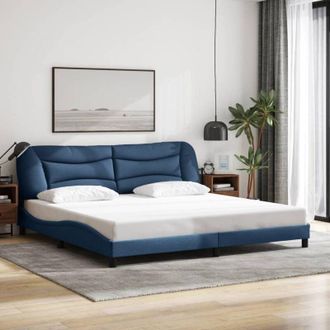 vidaXL Cama Sin Colch&oacute;n Tela Azul 200x200 Cm Vidaxl