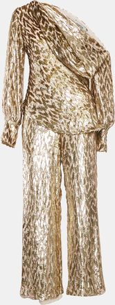 Jonathan Simkhai Jonathan Simkhai Gold Silk And Lurex Top And Pants Set S