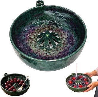 OEM Recipiente Giratorio Lavar Frutas, Bpa, Recipiente Port&aacute;til Lavar Frutas, Funci&oacute;n Drenaje Centrifugado Lavado R&aacute;pido, 17x10cm, 1 Verde Bosque