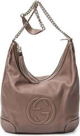 Gucci Pre-owned Womens Soho Chain Tassel Hobo Shoulder Bag - Beige - One Size