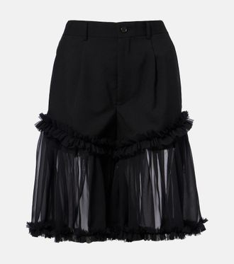 Comme Des Gar&ccedil;ons Shorts de tul y lana con volantes