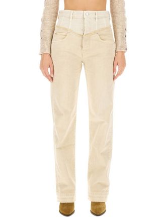Isabel Marant Beige Straight High Rise Jeans