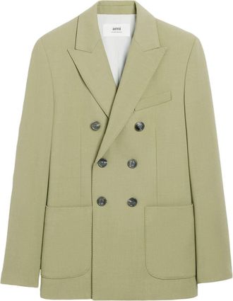 Ami peak-lapels double-breasted blazer - women - Viscose/Virgin Wool - 34 - Green