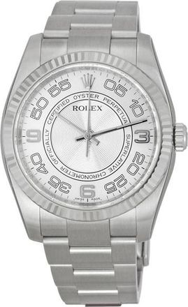Rolex Pre-owned Rolex Oyster Perpetual Silver Concentric Dial Mens Watch 116034SCAO