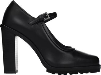 Max Mara Scarpe Mary Jane con tacco in pelle nera