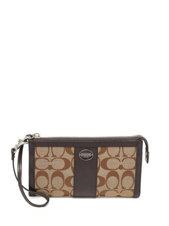 Coach pre-owned leather-trim clutch bag - Neutrals